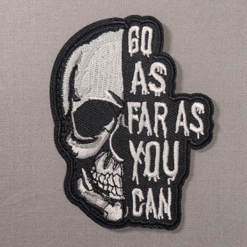 Go As Far As You Can Skull Iron On Patch | Inspirational Patch